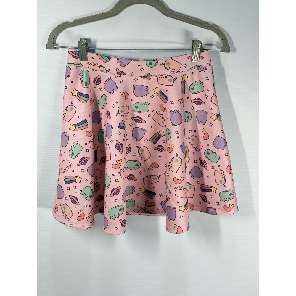Pusheen Size XS Pink Kawaii Skater Skirt Space Cat Rainbow Space Planet Anime